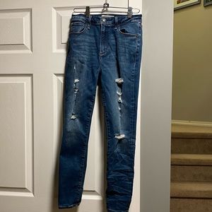 Super skinny high rise distressed jeans
